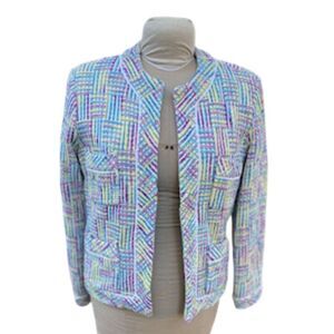 Silkland Tweed Silk Blend Blazer Sz. M Lined Pickets Spring Mothers Day